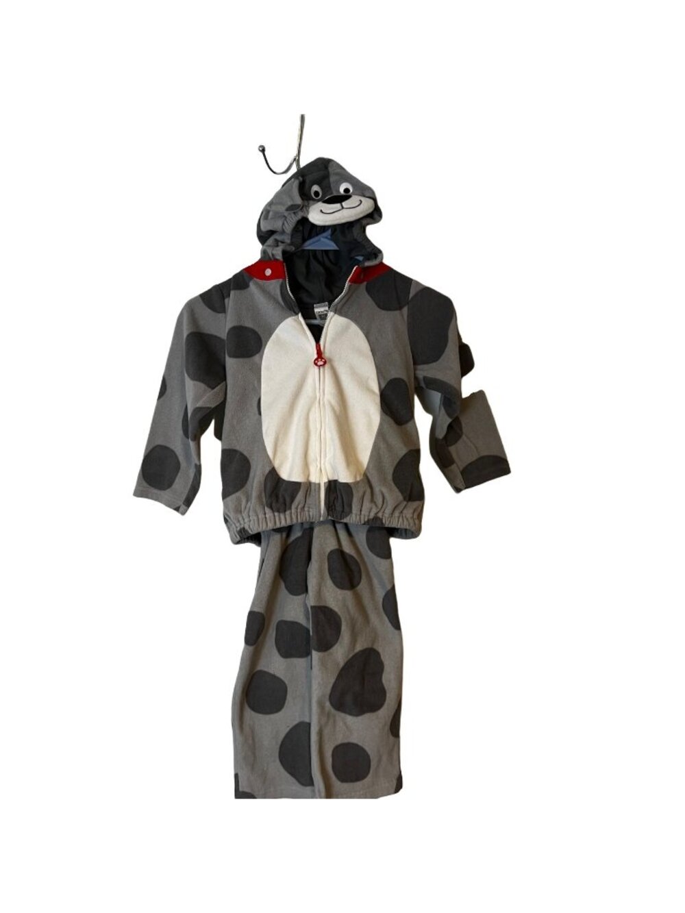 Puppy Dog Costume Toddler Youth Size 4T Halloween Gray Spotted  Zip Up Hood Pant